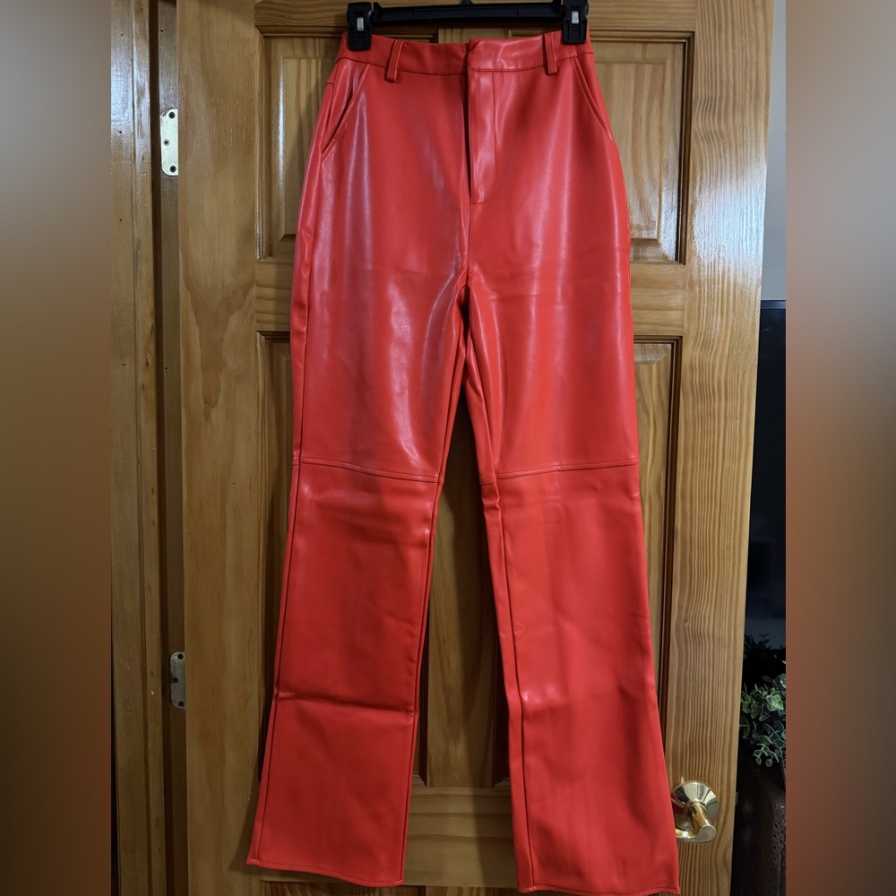 Missguided Bold Red Faux Leather Pants